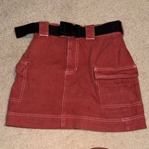 PacSun Brick Red Mini Skirt with Black Belt SIZE 24 NOT XS